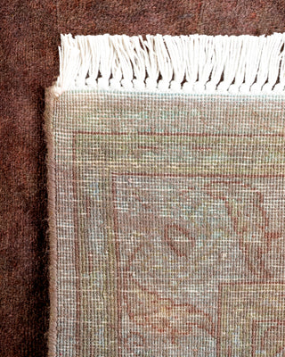 Contemporary Hand Knotted Overdyed Brown Runner 2' 8" x 10' 9"