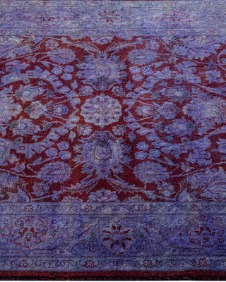Modern Overdyed Hand Knotted Wool Purple Runner 2' 7" x 10' 8"