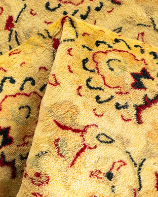 Modern Overdyed Hand Knotted Wool Yellow Runner 2' 7" x 10' 1"