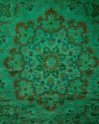 Modern Overdyed Hand Knotted Wool Green Round Area Rug 7' 8" x 7' 10"