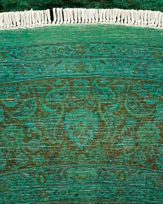 Contemporary Hand-Knotted Overdyed Green Round Area Rug 7' 8" x 7' 10"