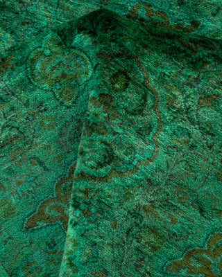 Contemporary Hand-Knotted Overdyed Green Round Area Rug 7' 8" x 7' 10"
