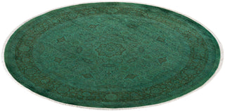 Modern Overdyed Hand Knotted Wool Green Round Area Rug 7' 8" x 7' 10"