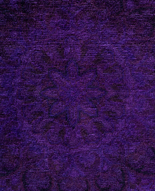 Contemporary Overdyed Wool Hand Knotted Purple Round Area Rug 6' 8" x 6' 8"