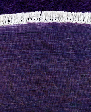 Contemporary Overdyed Wool Hand Knotted Purple Round Area Rug 6' 8" x 6' 8"