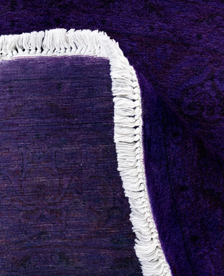 Contemporary Overdyed Wool Hand Knotted Purple Round Area Rug 6' 8" x 6' 8"