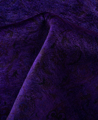 Contemporary Overdyed Wool Hand Knotted Purple Round Area Rug 6' 8" x 6' 8"