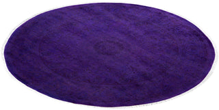 Contemporary Overdyed Wool Hand Knotted Purple Round Area Rug 6' 8" x 6' 8"