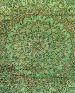 Overdyed Hand-Knotted Wool Modern-Contemporary Green Area Rug 6' 9" x 6' 9"