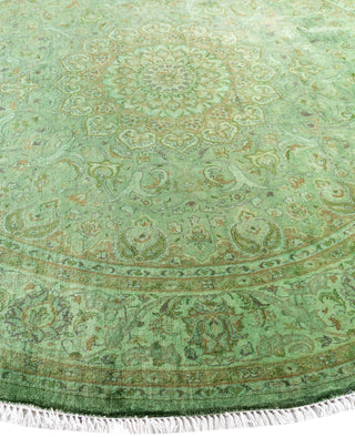 Overdyed Hand-Knotted Wool Modern-Contemporary Green Area Rug 6' 9" x 6' 9"