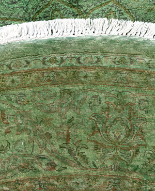 Overdyed Hand-Knotted Wool Modern-Contemporary Green Area Rug 6' 9" x 6' 9"