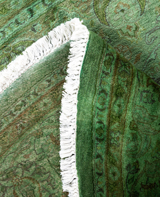 Overdyed Hand-Knotted Wool Modern-Contemporary Green Area Rug 6' 9" x 6' 9"