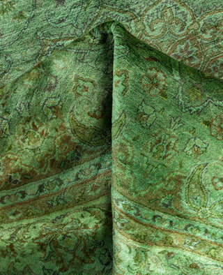 Overdyed Hand-Knotted Wool Modern-Contemporary Green Area Rug 6' 9" x 6' 9"