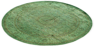 Overdyed Hand-Knotted Wool Modern-Contemporary Green Area Rug 6' 9" x 6' 9"