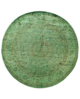Overdyed Hand-Knotted Wool Modern-Contemporary Green Area Rug 6' 9" x 6' 9"