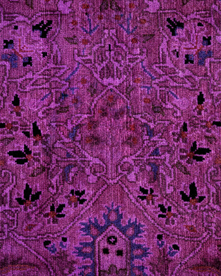 Modern Overdyed Hand Knotted Wool Purple Round Area Rug 4' 2" x 4' 2"