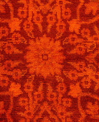 Contemporary Overdyed Wool Hand Knotted Orange Round Area Rug 5' 0" x 5' 0"