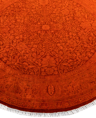 Contemporary Overdyed Wool Hand Knotted Orange Round Area Rug 5' 0" x 5' 0"