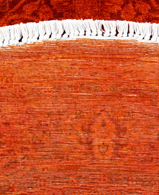 Contemporary Overdyed Wool Hand Knotted Orange Round Area Rug 5' 0" x 5' 0"
