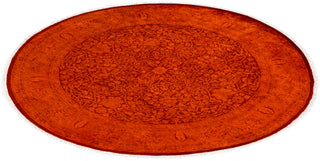 Contemporary Overdyed Wool Hand Knotted Orange Round Area Rug 5' 0" x 5' 0"