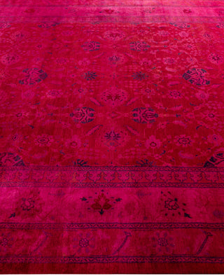 Contemporary Overdyed Wool Hand Knotted Pink Area Rug 8' 0" x 10' 5"