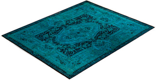 Modern Overdyed Hand Knotted Wool Blue Area Rug 8' 1" x 10' 3"