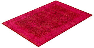 Overdyed Hand-Knotted Wool Modern-Contemporary Pink Area Rug 4' 2" x 6' 1"