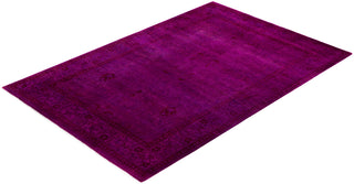 Contemporary Overdyed Wool Hand Knotted Purple Area Rug 4' 2" x 6' 3"