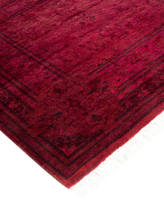 Modern Overdyed Hand Knotted Wool Pink Runner 3' 1" x 12' 9"