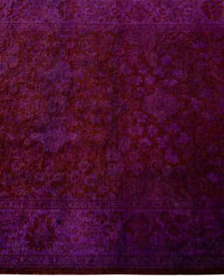 Contemporary Overdyed Wool Hand Knotted Purple Runner 2' 8" x 18' 5"
