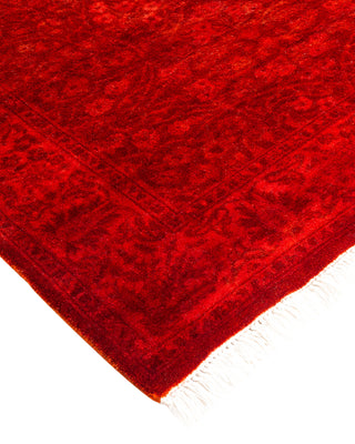 Modern Overdyed Hand Knotted Wool Red Runner 2' 7" x 20' 9"
