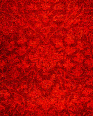 Contemporary Hand-Knotted Overdyed Red Runner 2' 7" x 20' 9"