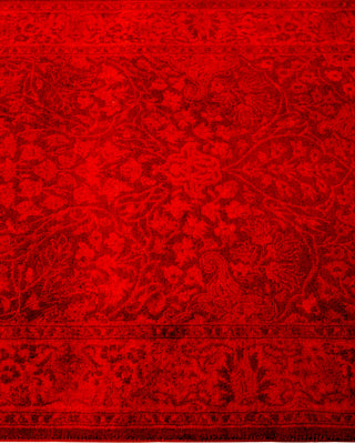 Modern Overdyed Hand Knotted Wool Red Runner 2' 7" x 20' 9"