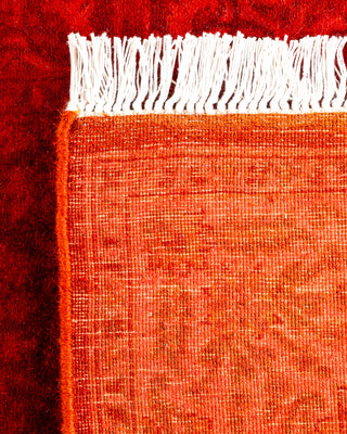 Contemporary Hand-Knotted Overdyed Red Runner 2' 7" x 20' 9"