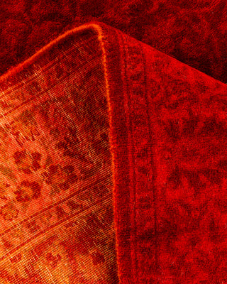 Contemporary Hand-Knotted Overdyed Red Runner 2' 7" x 20' 9"