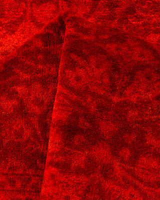 Contemporary Hand-Knotted Overdyed Red Runner 2' 7" x 20' 9"