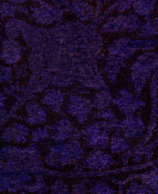 Contemporary Overdyed Wool Hand Knotted Purple Round Area Rug 6' 1" x 6' 1"