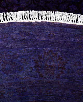 Contemporary Overdyed Wool Hand Knotted Purple Round Area Rug 6' 1" x 6' 1"