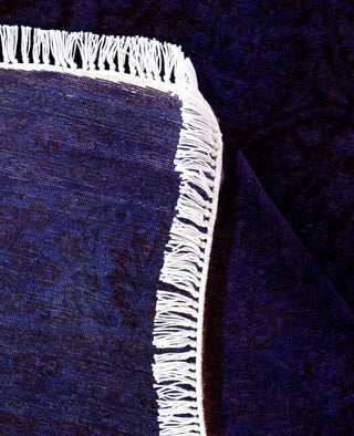 Contemporary Overdyed Wool Hand Knotted Purple Round Area Rug 6' 1" x 6' 1"