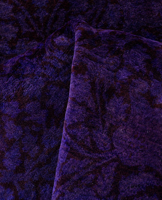 Contemporary Overdyed Wool Hand Knotted Purple Round Area Rug 6' 1" x 6' 1"