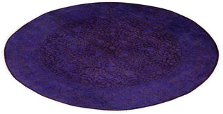 Contemporary Overdyed Wool Hand Knotted Purple Round Area Rug 6' 1" x 6' 1"