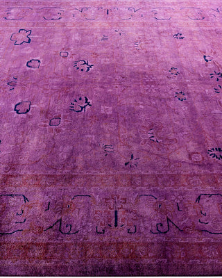 Contemporary Overyed Wool Hand Knotted Purple Area Rug 6' 1" x 8' 10"