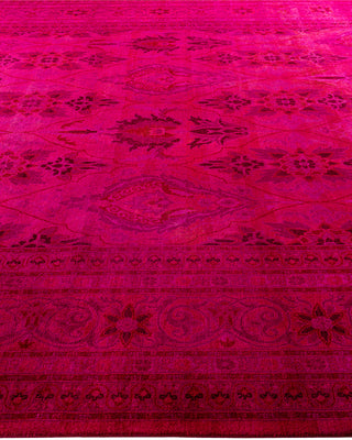 Contemporary Overyed Wool Hand Knotted Pink Area Rug 10' 3" x 14' 0"