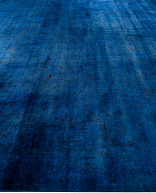 Overdyed One-of-a-Kind Wool Blue Area Rug 12' 4" x 18' 1"