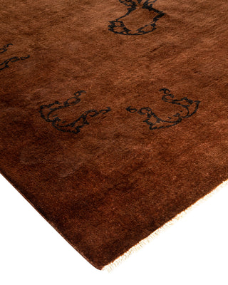 Modern Overdyed Hand Knotted Wool Brown Area Rug 9' 2" x 11' 10"