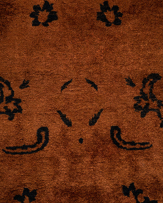 Contemporary Hand-Knotted Overdyed Brown Area Rug 9' 2" x 11' 10"