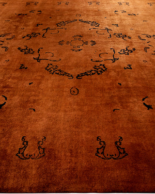 Contemporary Hand-Knotted Overdyed Brown Area Rug 9' 2" x 11' 10"