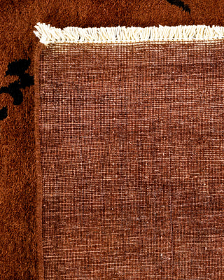 Contemporary Hand-Knotted Overdyed Brown Area Rug 9' 2" x 11' 10"