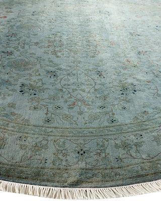 Modern Overdyed Hand Knotted Wool Gray Round Area Rug 8' 1" x 8' 1"