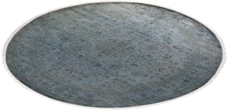 Modern Overdyed Hand Knotted Wool Gray Round Area Rug 8' 1" x 8' 1"